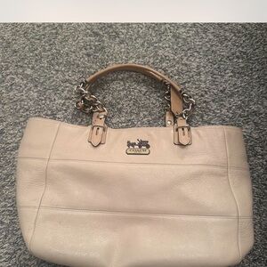 Coach Cream Textured Leather Tote